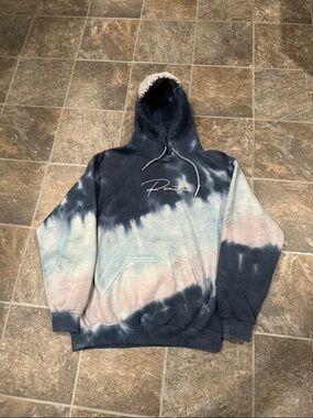 Primitive Men's Navy Blue Tie-Dye Hoodie with Pastel Accents